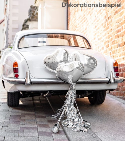 Autodekorations-Set mit Herzen - silber - 27-teilig