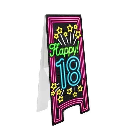 Aufsteller "Happy 18" - Neon - 58 x 25 cm