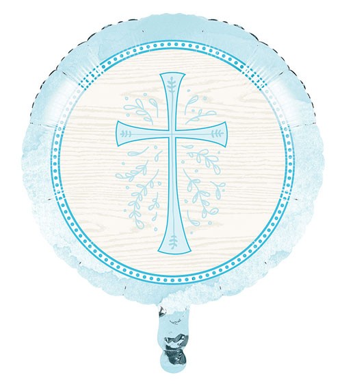 Runder Folienballon "Hellblaues Kreuz" - 45 cm