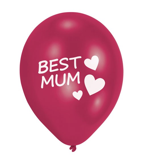Luftballons "Best Mum" - pink - 6 Stück