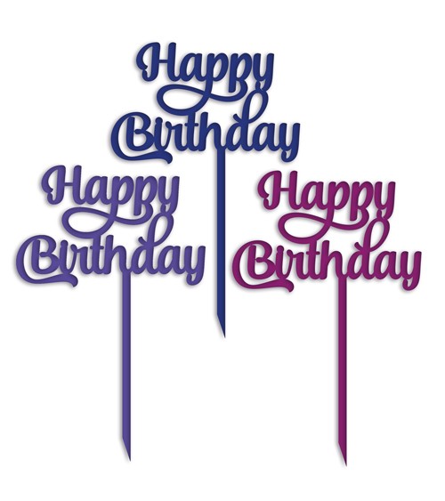 Dein Cake-Topper aus Acryl "Happy Birthday" - retro - Farbwahl