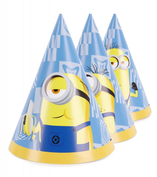 Partyhüte "Minions" in drei Designs - 6 Stück