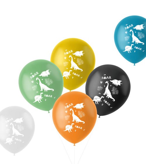 Luftballon-Set "Dino Roars" - Farbmix - 6-teilig