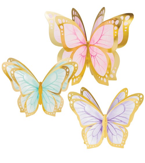 3D-Aufsteller-Set "Butterfly Shimmer" - 3-teilig