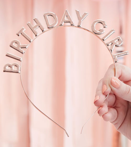 Haarreifen aus Metall "Birthday Girl" - rosegold