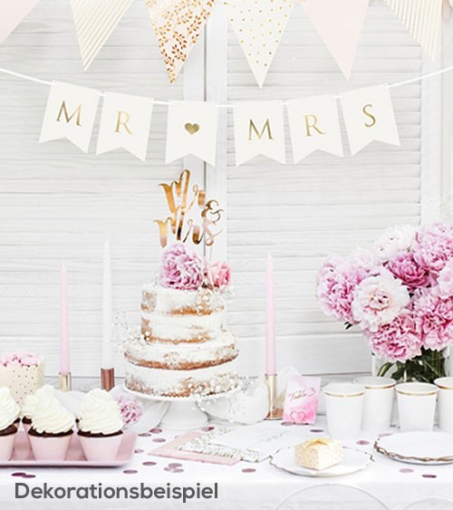 DIY-Wimpelgirlande "Mr & Mrs" - weiß/gold - 85 cm
