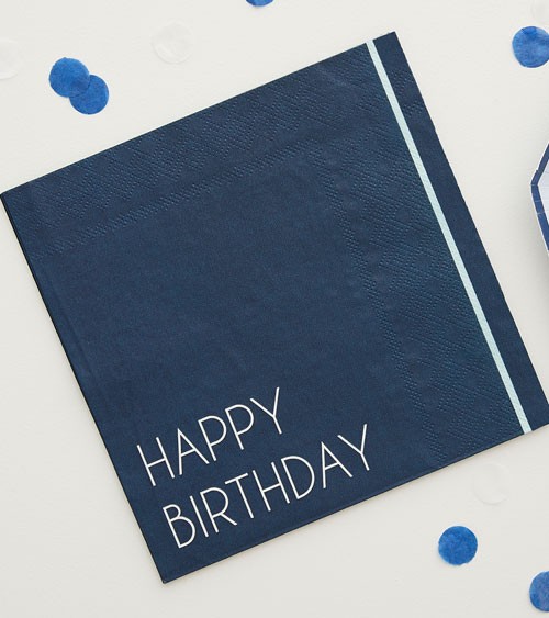 Servietten "Happy Birthday" - dunkelblau - 16 Stück
