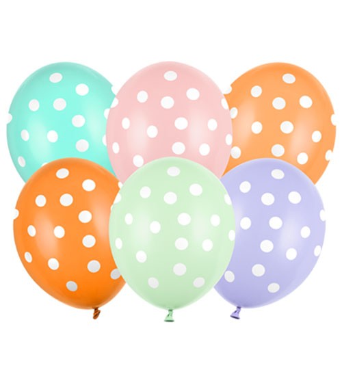 Luftballon-Set mit Punkten - pastell - 6 Stück