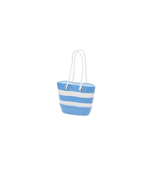 Mini Strandtasche aus Polyresin - blau, weiß - 3,7 x 4,5 cm
