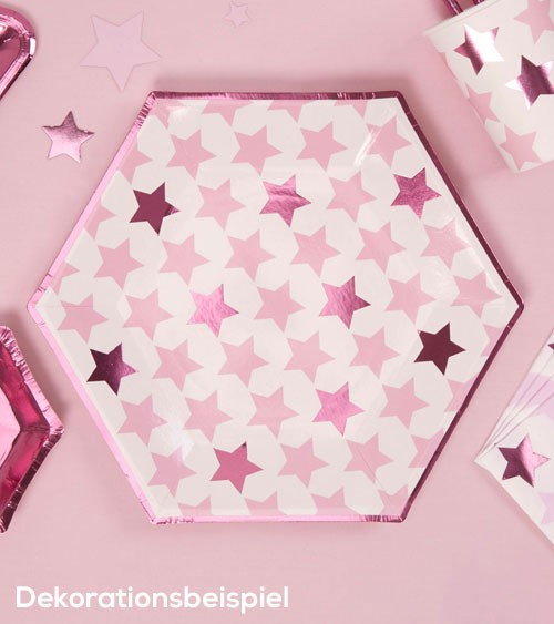 Pappteller "Little Star Pink" - 8 Stück