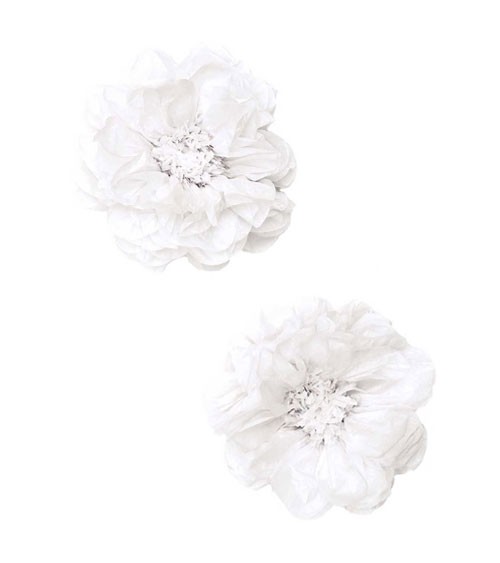 Blumen aus Seidenpapier - weiß - 25 cm - 2 Stück