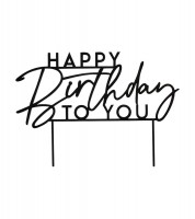 Cake-Topper aus Acryl "Happy Birthday to you" - schwarz