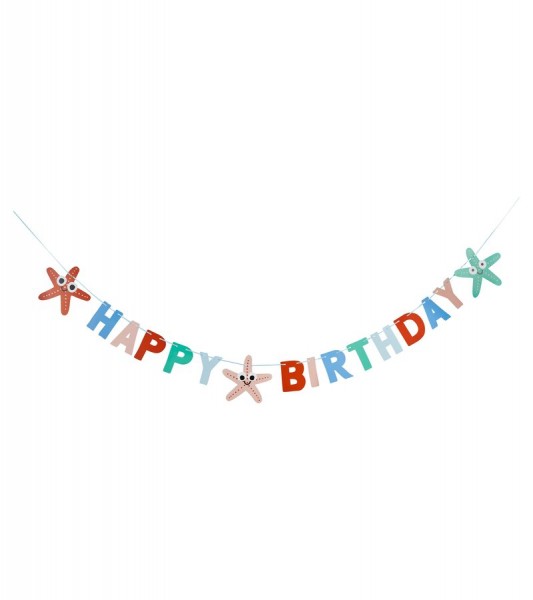 Happy Birthday Girlande mit Seesternen - 2 m