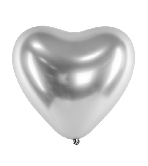 Glossy-Herz-Luftballons - silber - 50 Stück