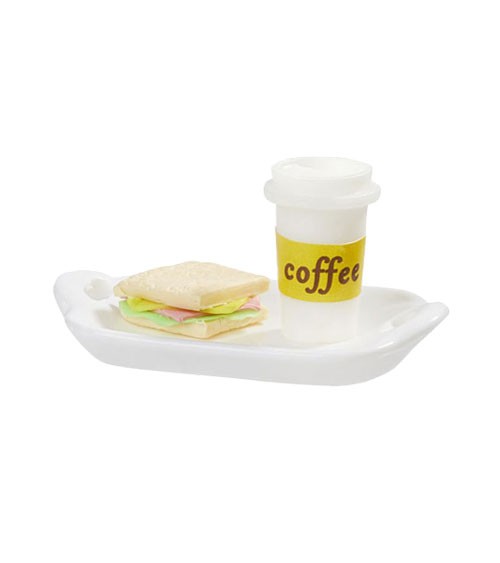 Mini Tablett mit Sandwich & Kaffee - 3-teilig