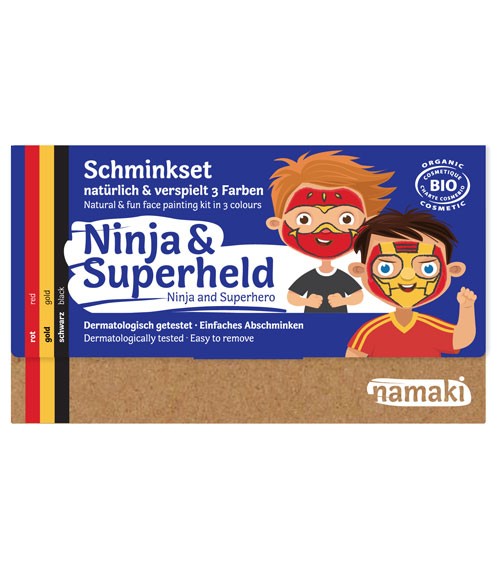 Namaki Bio-Kinderschminke-Set "Ninja & Superheld" - 3 Farben