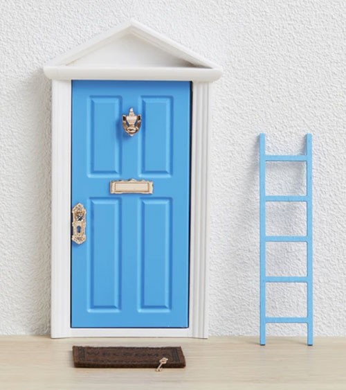 Magische Tür aus Holz mit Zubehör - blau - 4-teilig