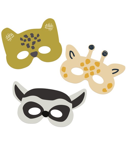 Kindermasken aus Papier "Wilde Tiere" - 6 Stück