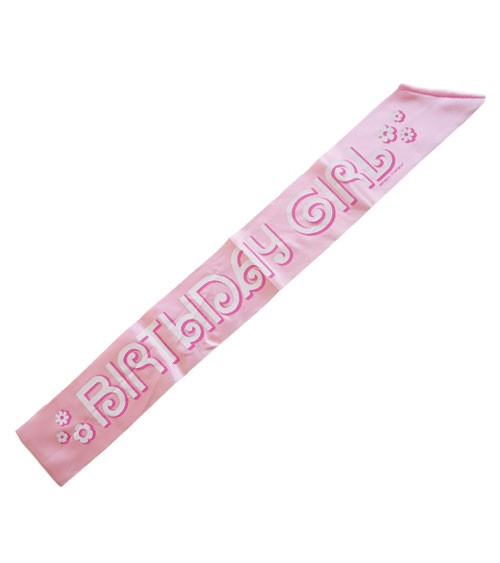 Kinderschärpe aus Satin "Birthday Girl" - rosa