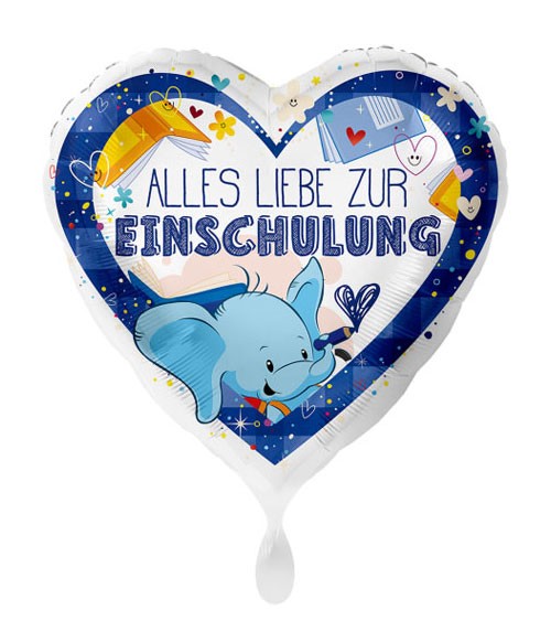 Herz-Folienballon "Alles Liebe zur Einschulung"- blau