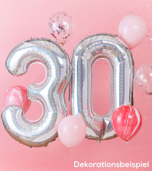 Ballon-Deko-Set "30. Geburtstag" - irisierend/rosa - 8-teilig