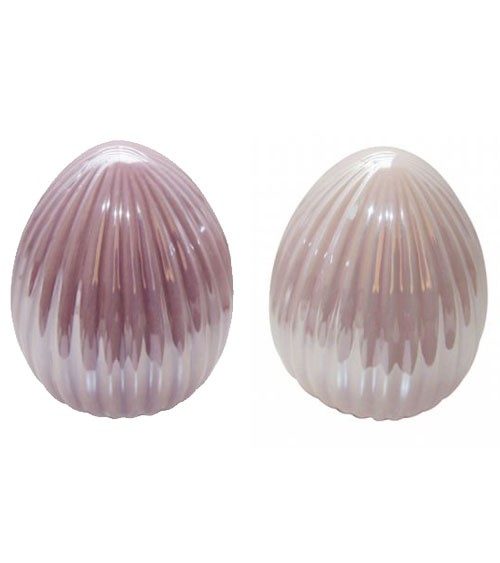 Keramik-Eier mit Perlmutt - rosé & altrosa - 8 cm - 2 Stück