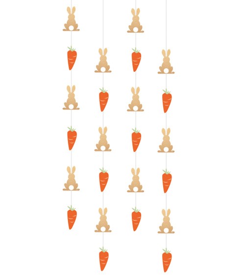 Girlandenvorhang "Osterhasen und Karotten" - 130 cm - 4-teilig