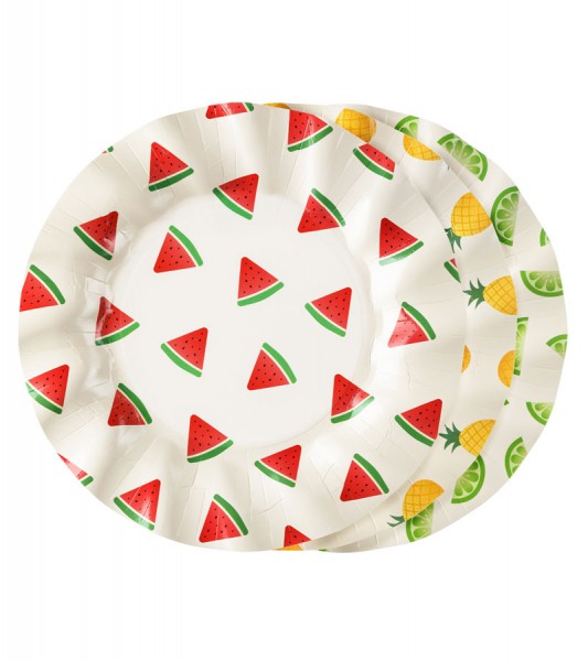 Kleine Pappteller mit Früchten - 3 Designs - 6 Stück