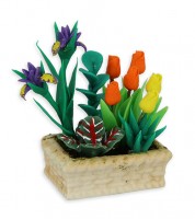 Mini Blumenkasten aus Kunststoff - bunt - 3 x 4,5 x 2,5 cm