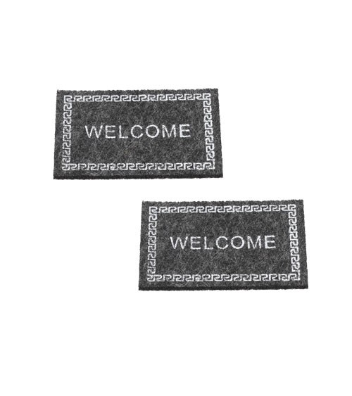 Miniatur Fußmatte "Welcome" - schwarz - 5 cm - 2 Stück