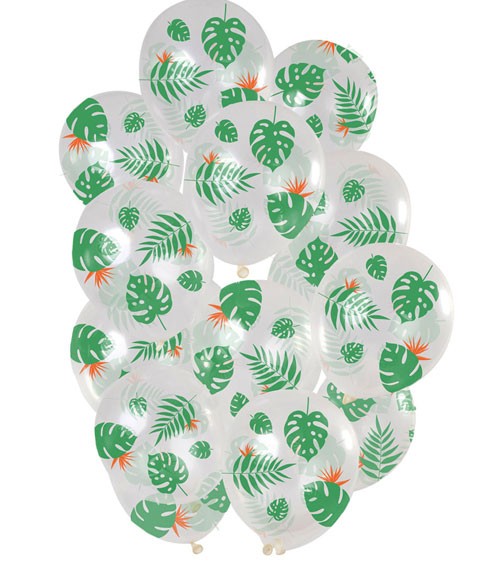 Transparente Luftballons "Tropische Blätter" - 15 Stück
