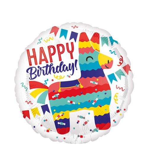 Runder Folienballon "Lama Pinata - Happy Birthday" - 45 cm