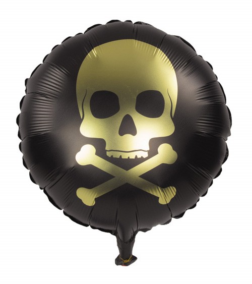 Runder Folienballon "Pirat" - schwarz, gold - 35 cm