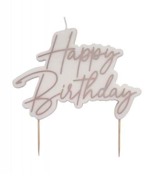 Happy Birtdhay-Kuchenkerze - rosegold - 11,5 x 8 x 1 cm