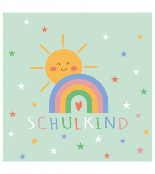 Servietten mit Regenbogen "Schulkind" - 20 Stück