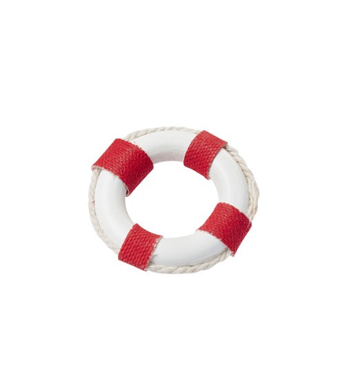 Mini Rettungsring mit Kordel - rot, weiß - 4,9 cm