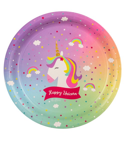 Pappteller "Happy Unicorn" - 8 Stück