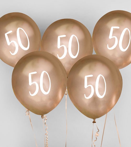 Metallic-Luftballons "50" - gold - 5 Stück
