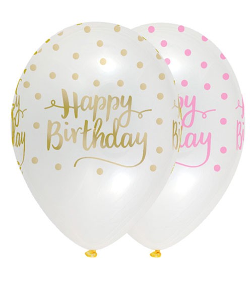 Luftballon-Set "Rosa Party" - Happy Birthday - 6 Stück