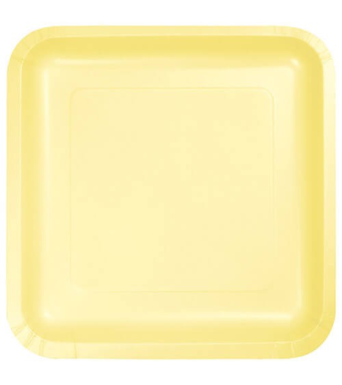 Eckige Pappteller - gelb - 18 Stück
