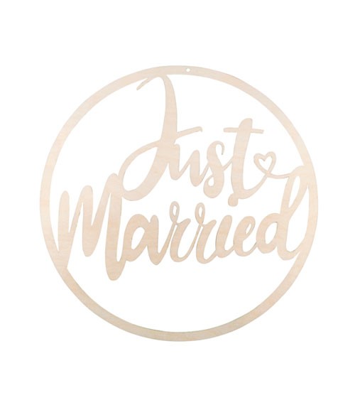 Holz-Kranz zum Aufhängen "Just married" - 30 cm