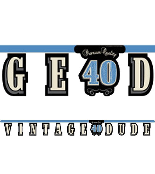 Schriftzuggirlande "Vintage Dude - 40. Geburtstag" - 2,67 m