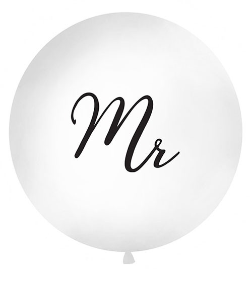 Riesenballon "Mr" - weiß/schwarz - 1 m