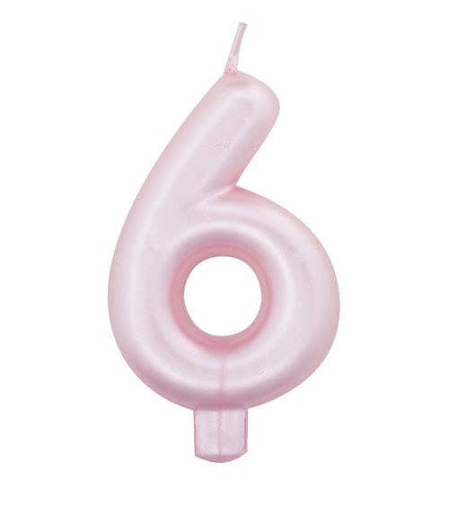 Geburtstagskerze Zahl "6" - perlmutt rosa