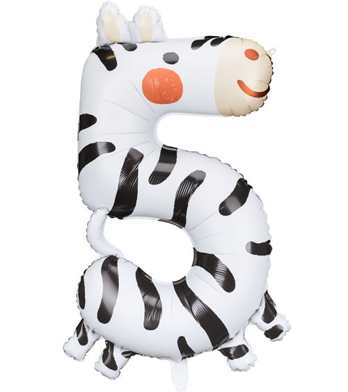 Großer Zahlenballon "Zebra" - Zahl 5