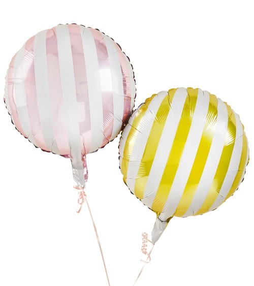 Folienballon-Set "Candy Stripe" - rosa, gelb - 2-teilig