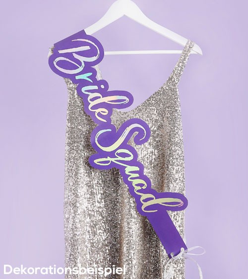 Schärpen-Set "Bride Squad" - silber/lavendel - 5 Stück