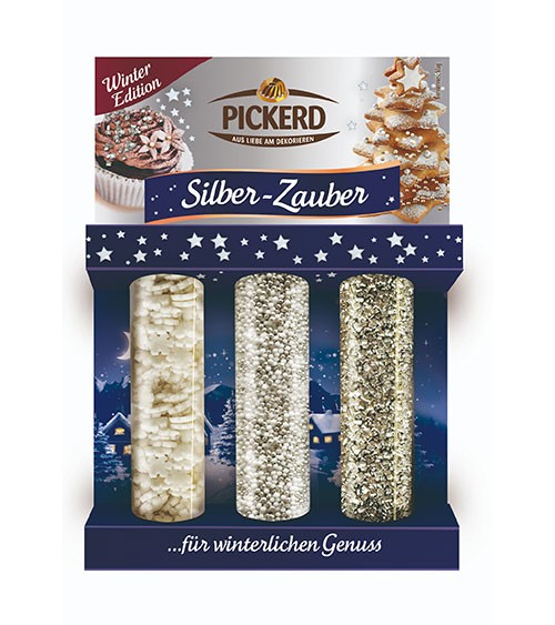 Pickerd Zucker-Streudekor "Silber-Zauber" - 3er Set - 89 g