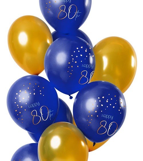 Luftballon-Set "True Blue & Gold - 80. Geburtstag - 12-teilig