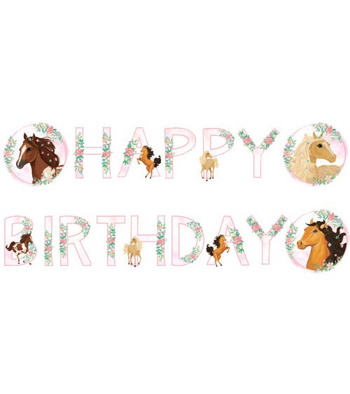Happy Birthday-Girlande "Beautiful Horses" - 1,4 m